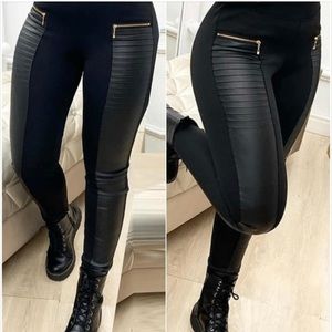 Faux leather duo texture legging pants
